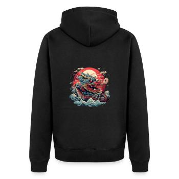Asiatisch Drache Anime Japanisch - Unisex Premium Bio Zip Hoodie - Schwarz - Hinten - Nico (187cm)