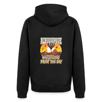 Albuquerque Ballon New Mexico Heißluftballon - Unisex Premium Bio Zip Hoodie - Schwarz - Hinten - Nico (187cm)