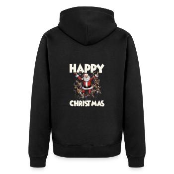 Happy Christmas Nikolaus Weihnachten Rentier - Unisex Premium Bio Zip Hoodie - Schwarz - Hinten - Nico (187cm)