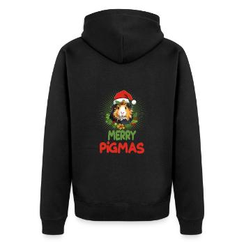 Merry Pigmas für einen Meerschweinchen Liebhaber - Unisex Premium Bio Zip Hoodie - Schwarz - Hinten - Nico (187cm)