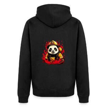 Niedlicher Panda Feuerwehrmann Feuerwehr für - Unisex Premium Bio Zip Hoodie - Schwarz - Hinten - Nico (187cm)