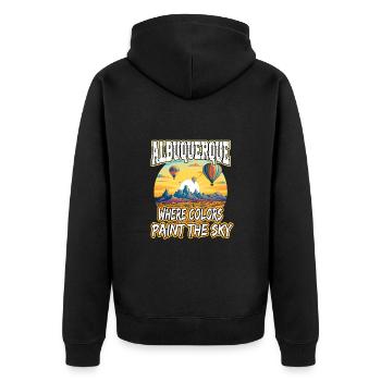 Albuquerque Ballon New Mexico Heißluftballon - Unisex Premium Bio Zip Hoodie - Schwarz - Hinten - Nico (187cm)