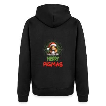 Merry Pigmas für einen Meerschweinchen Liebhaber - Unisex Premium Bio Zip Hoodie - Schwarz - Hinten - Nico (187cm)