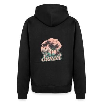 Strand Sunset Beach Sonnenuntergang Meer - Unisex Premium Bio Zip Hoodie - Schwarz - Hinten - Nico (187cm)