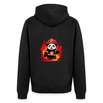 Niedlicher Panda Feuerwehrmann Feuerwehr für - Unisex Premium Bio Zip Hoodie - Schwarz - Hinten - Nico (187cm)
