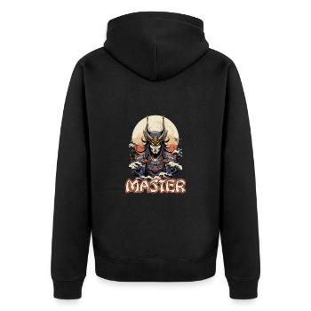 Samurai Japan Kultur Master - Unisex Premium Bio Zip Hoodie - Schwarz - Hinten - Nico (187cm)