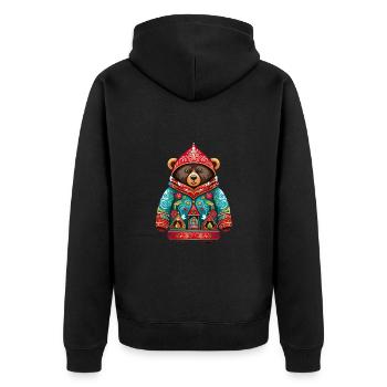 Russische Tradition Weihnachten - Unisex Premium Bio Zip Hoodie - Schwarz - Hinten - Nico (187cm)