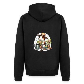 Gardener Guinea Pig’s Green Thumb - Unisex Premium Bio Zip Hoodie - Schwarz - Hinten - Nico (187cm)