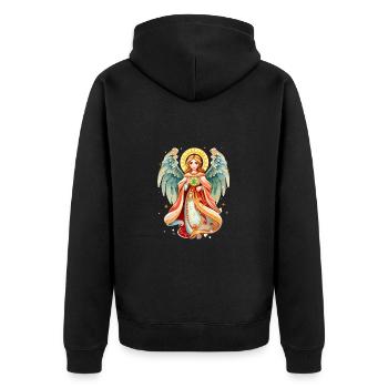 Russische Tradition Weihnachten - Unisex Premium Bio Zip Hoodie - Schwarz - Hinten - Nico (187cm)