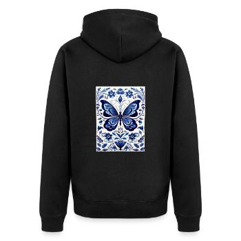 schmetterling - Unisex Premium Bio Zip Hoodie - Schwarz - Hinten - Nico (187cm)