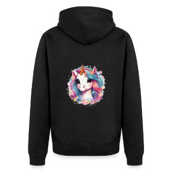 Niedliches Einhorn für Kinder - Unisex Premium Bio Zip Hoodie - Schwarz - Hinten - Nico (187cm)