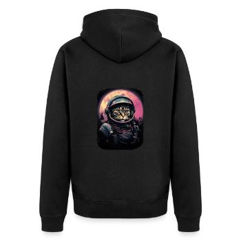 Katze Schwerelosigkeit Astronaut für einen Katzen - Unisex Premium Bio Zip Hoodie - Schwarz - Hinten - Nico (187cm)