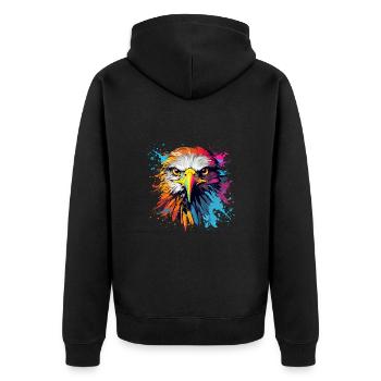 Adler Raubvogel Vogel Pop-Art Stil - Unisex Premium Bio Zip Hoodie - Schwarz - Hinten - Nico (187cm)