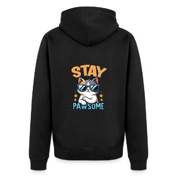 Stay Pawsome Katze für einen Katzenbesitzer - Unisex Premium Bio Zip Hoodie - Schwarz - Hinten - Nico (187cm)