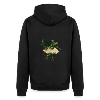 Ballett Frosch Märchen Amphibie Fantasie Tier - Unisex Premium Bio Zip Hoodie - Schwarz - Hinten - Nico (187cm)