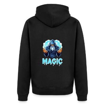 Fantasy Zauberer Magie Mystischer Zauberer - Unisex Premium Bio Zip Hoodie - Schwarz - Hinten - Nico (187cm)