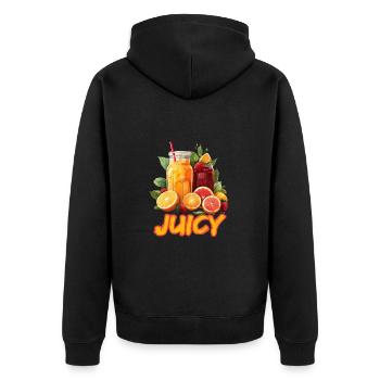 Frische Zitrusfrüchte Saftige Sommerfrüchte - Unisex Premium Bio Zip Hoodie - Schwarz - Hinten - Nico (187cm)