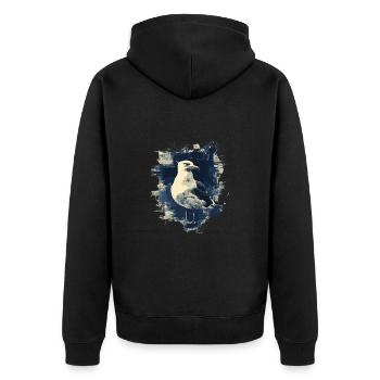 Vintage Seemöwe Nautischer Vogel - Unisex Premium Bio Zip Hoodie - Schwarz - Hinten - Nico (187cm)