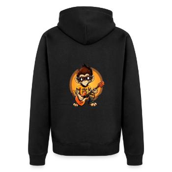 Affe Schimpanse spielt Acousitc Rock Gitarre - Unisex Premium Bio Zip Hoodie - Schwarz - Hinten - Nico (187cm)