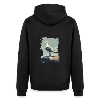 Vintage Seemöwe Nautischer Vogel - Unisex Premium Bio Zip Hoodie - Schwarz - Hinten - Nico (187cm)