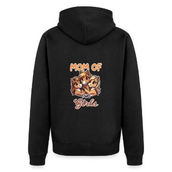 Mom of Two Girls Pferd Pferdchen Töchter - Unisex Premium Bio Zip Hoodie - Schwarz - Hinten - Nico (187cm)