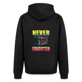 Vintage Boombox Retro Radio 80er 90er Jahre - Unisex Premium Bio Zip Hoodie - Schwarz - Hinten - Nico (187cm)