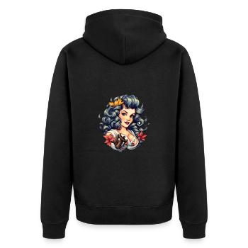 Nautisches Mädchen Seemann Vintage - Unisex Premium Bio Zip Hoodie - Schwarz - Hinten - Nico (187cm)
