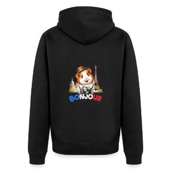 Niedlicher Meerschweinchen-Fotograf Paris - Unisex Premium Bio Zip Hoodie - Schwarz - Hinten - Nico (187cm)