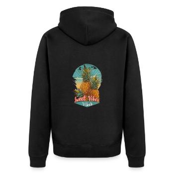 Ananas-Sonnenbrille Obst Retro-Stil für - Unisex Premium Bio Zip Hoodie - Schwarz - Hinten - Nico (187cm)