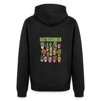 Kaktussammler Kaktus Kakteen - Unisex Premium Bio Zip Hoodie - Schwarz - Hinten - Nico (187cm)