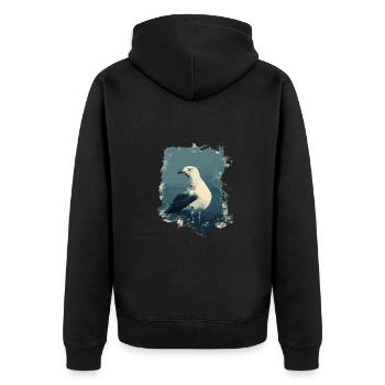 Vintage Seemöwe Nautischer Vogel - Unisex Premium Bio Zip Hoodie - Schwarz - Hinten - Nico (187cm)