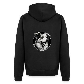 Austrailianischer Schäferhund - Unisex Premium Bio Zip Hoodie - Schwarz - Hinten - Nico (187cm)