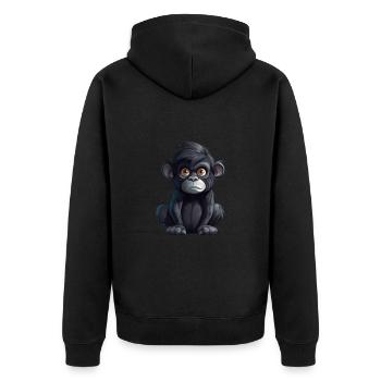 Niedlicher Affe für Kinder für Kinder - Unisex Premium Bio Zip Hoodie - Schwarz - Hinten - Nico (187cm)