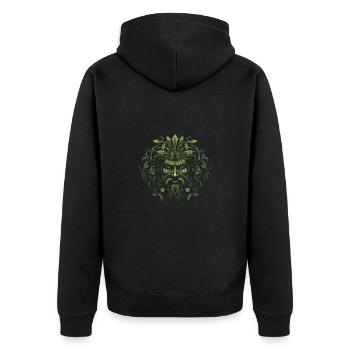 Grüner Mann Naturgeist Waldgottheit für einen - Unisex Premium Bio Zip Hoodie - Schwarz - Hinten - Nico (187cm)