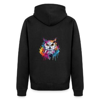 Eule Abstrakte Kunst Künstlerischer Vogel - Unisex Premium Bio Zip Hoodie - Schwarz - Hinten - Nico (187cm)