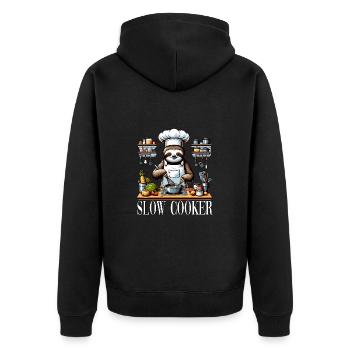 Chefkoch Faultier Slow Cooker für einen Koch - Unisex Premium Bio Zip Hoodie - Schwarz - Hinten - Nico (187cm)