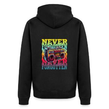 Vintage Boombox Retro Radio 80er 90er Jahre - Unisex Premium Bio Zip Hoodie - Schwarz - Hinten - Nico (187cm)