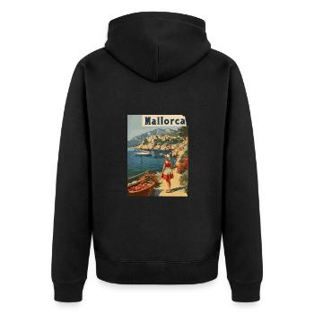 Vintage Mallorca Reise Spanien Insel - Unisex Premium Bio Zip Hoodie - Schwarz - Hinten - Nico (187cm)