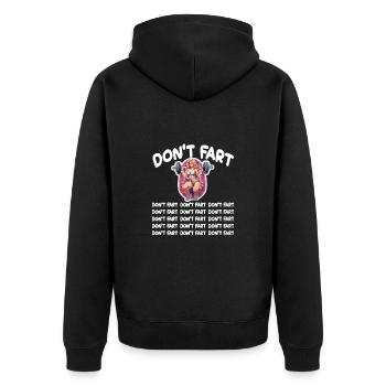 Funny Fitness Don't Fart Gewichtheben Gym Furz - Unisex Premium Bio Zip Hoodie - Schwarz - Hinten - Nico (187cm)