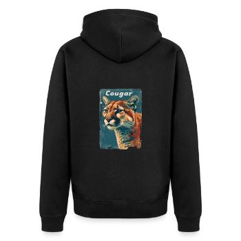 Vintage Wild Berglöwe - Unisex Premium Bio Zip Hoodie - Schwarz - Hinten - Nico (187cm)