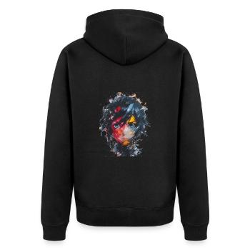 Abstrakt Anime Kunst Manga Charakter Anime Fan - Unisex Premium Bio Zip Hoodie - Schwarz - Hinten - Nico (187cm)