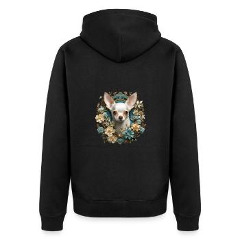 Chihuahua Hund Hunderasse - Unisex Premium Bio Zip Hoodie - Schwarz - Hinten - Nico (187cm)