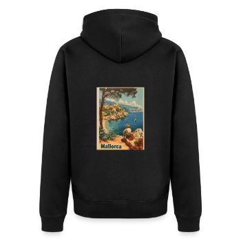 Vintage Mallorca Reise Spanien Insel - Unisex Premium Bio Zip Hoodie - Schwarz - Hinten - Nico (187cm)