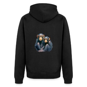 Niedlicher Affe für Kinder für Kinder - Unisex Premium Bio Zip Hoodie - Schwarz - Hinten - Nico (187cm)