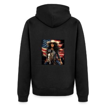 Western Amerikanische Flagge Pferd - Unisex Premium Bio Zip Hoodie - Schwarz - Hinten - Nico (187cm)
