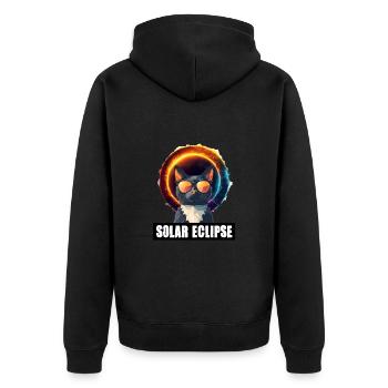 Sonnenfinsternis Katze - Unisex Premium Bio Zip Hoodie - Schwarz - Hinten - Nico (187cm)