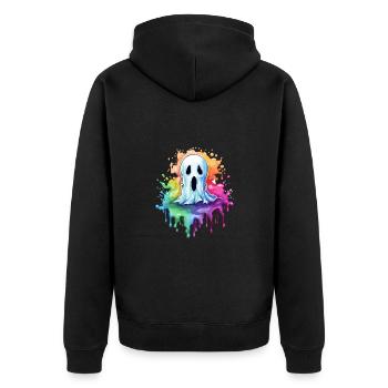 Niedlicher Geist Splash Art Street Style - Unisex Premium Bio Zip Hoodie - Schwarz - Hinten - Nico (187cm)