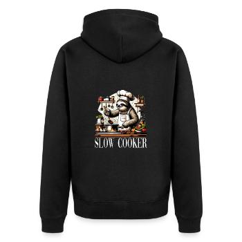 Chefkoch Faultier Slow Cooker für einen Koch - Unisex Premium Bio Zip Hoodie - Schwarz - Hinten - Nico (187cm)