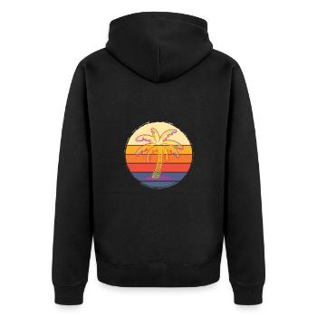 Coole Palme Tropische Strand-Vibes für - Unisex Premium Bio Zip Hoodie - Schwarz - Hinten - Nico (187cm)