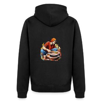 Künstlerische Keramikherstellung Töpfer - Unisex Premium Bio Zip Hoodie - Schwarz - Hinten - Nico (187cm)